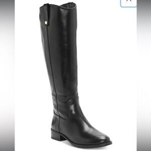 INC Fawne Riding Boots Black Leather SZ 6 Round Toe Closet Staple Minimalist